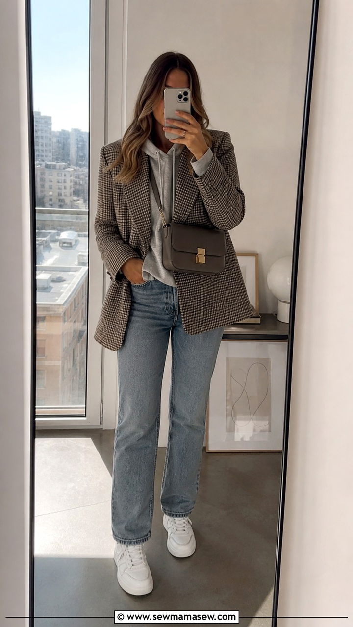 Oversized Blazer With Hoodie And Straight Leg Jeans - 40 Timeless outfit ideas