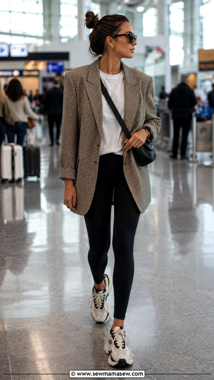 Oversized Blazer With Leggings Airport Outfit - 25 Airport outfit ideas JFK New York