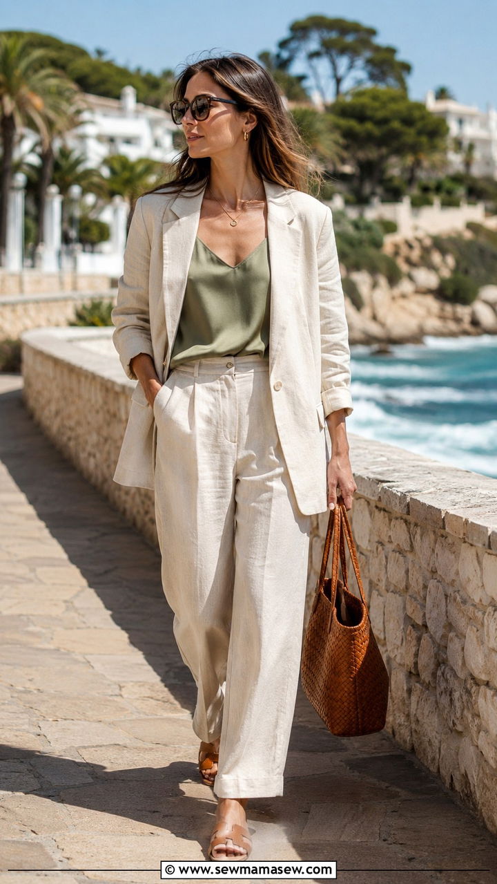 Oversized Blazer With Linen Trousers For Summer - 30 Oversized blazer outfit ideas for work