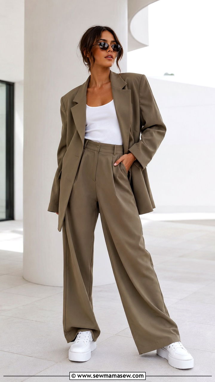 Oversized Blazer With Matching Co Ord Set Sneakers - 30 Oversized blazer outfit ideas with sneakers