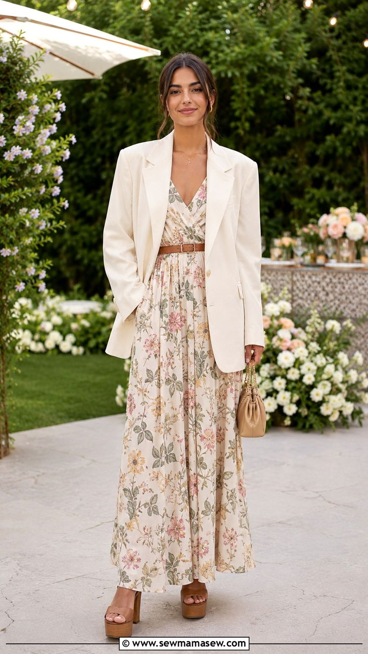 Oversized Blazer With Maxi Dress And Platform Heels - 30 Oversized blazer outfit ideas with heels