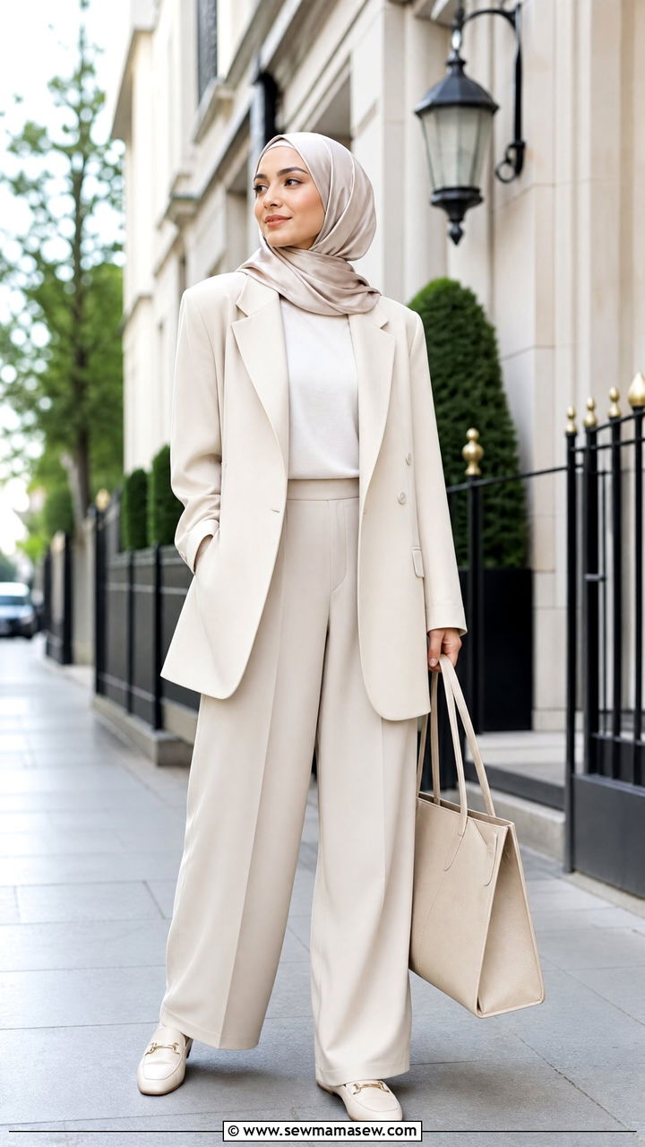 Oversized Blazer With Palazzo Pants - 30 Ramadan outfit ideas modest