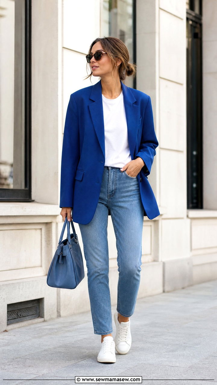 Oversized Blazer With Slim Jeans - 30 modest classy outfits 2026