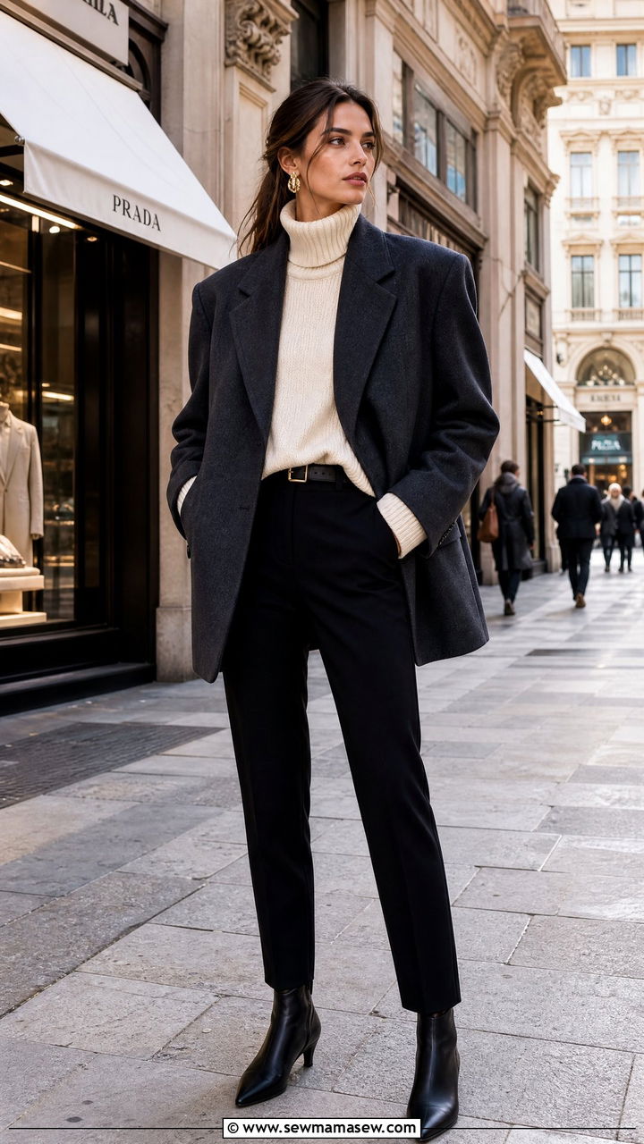 Oversized Blazer With Slim Trousers - 25 Italy outfits to copy