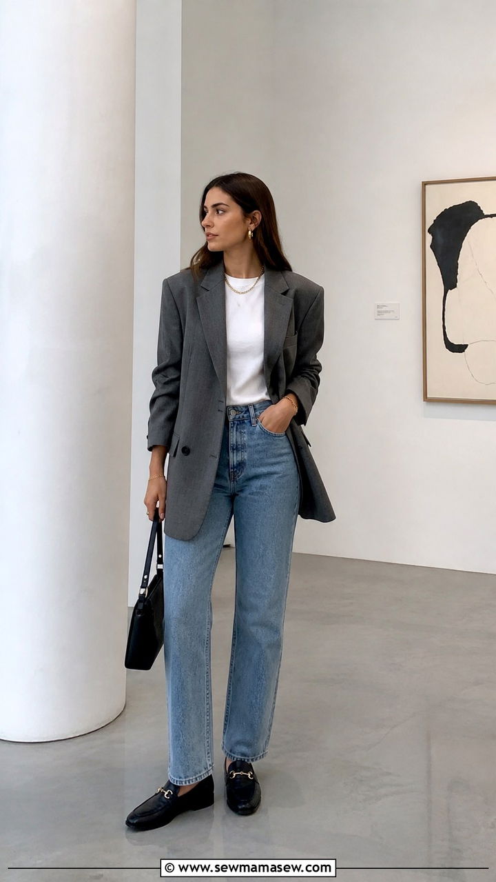 Oversized Blazer With Straight Jeans And Loafers - 40 What to wear in Amsterdam