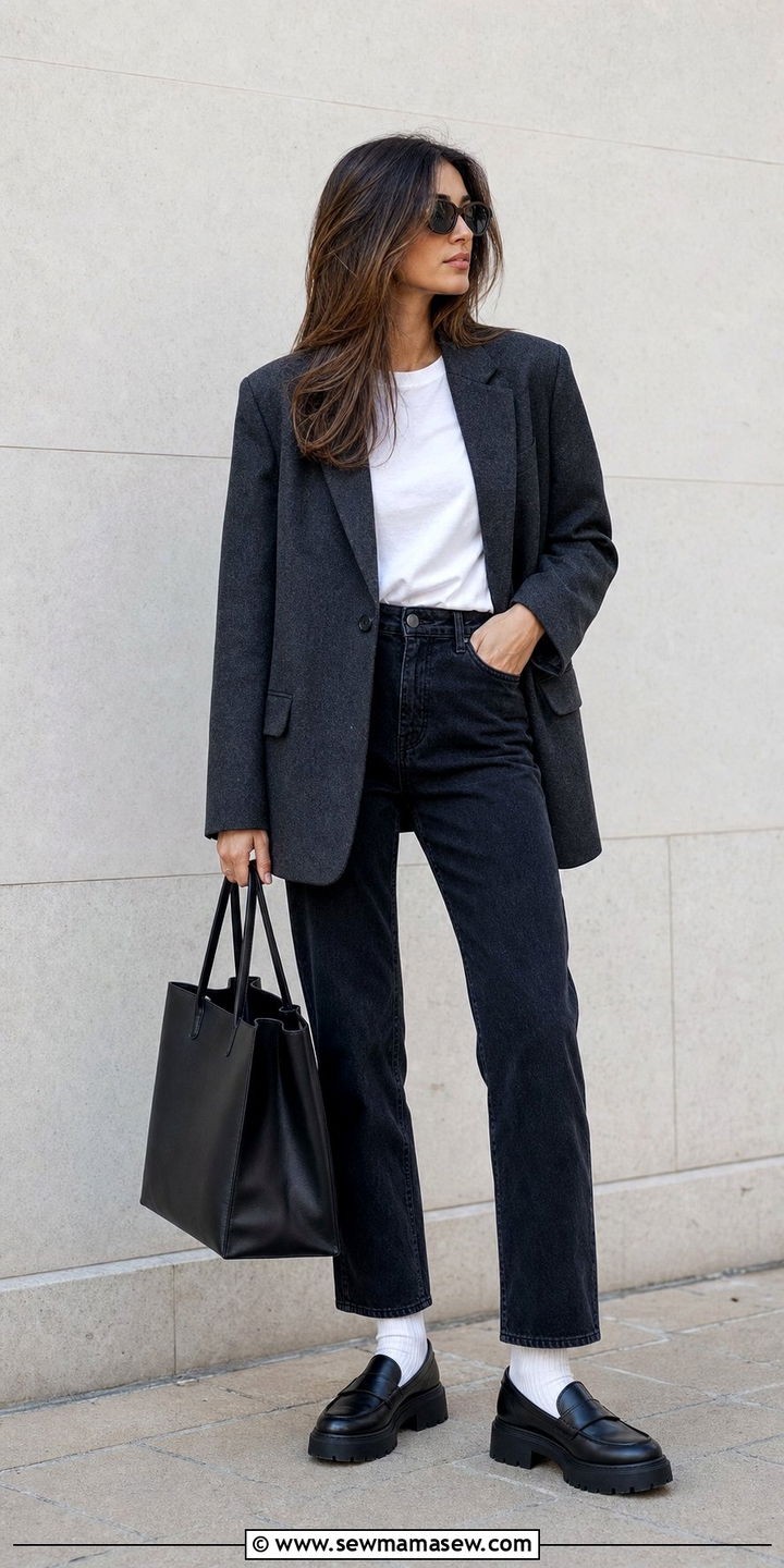Oversized Blazer With Straight Leg Jeans And Chunky Loafers - 25 Straight leg jeans outfit ideas with loafers