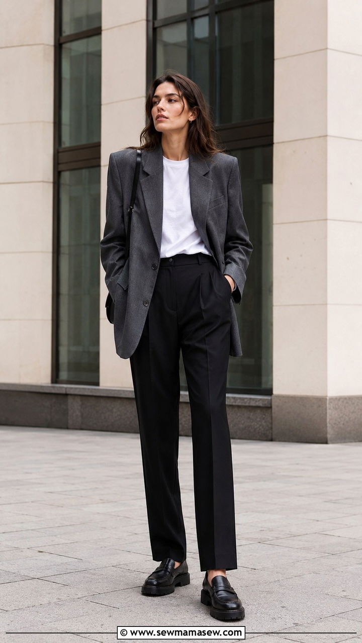Oversized Blazer With Tailored Trousers - 30 classy outfits for tall women