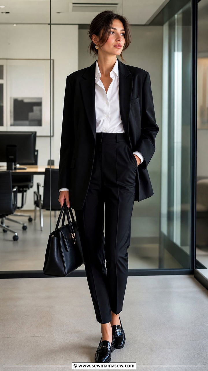 Oversized Blazer With Tailored Trousers and Loafers - 30 How to style loafers