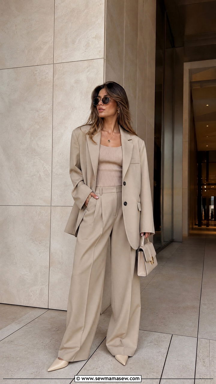 Oversized Blazer With Trouser Suit Outfit - 25 jacket outfits inspo