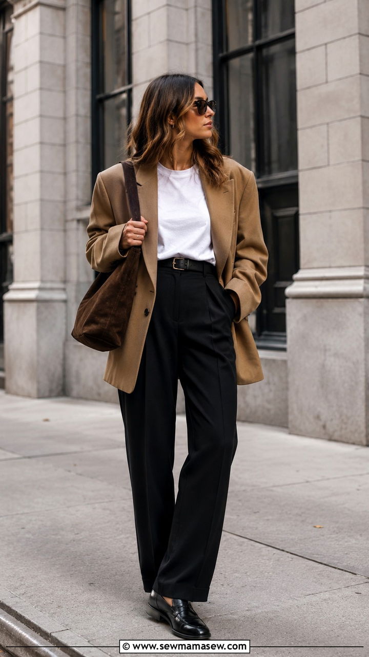 Oversized Blazer With White Tee And Tailored Trousers - 25 Nepo kid outfit ideas