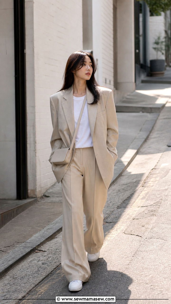 Oversized Blazer With Wide Leg Pants Seoul - 40 Seoul outfit ideas