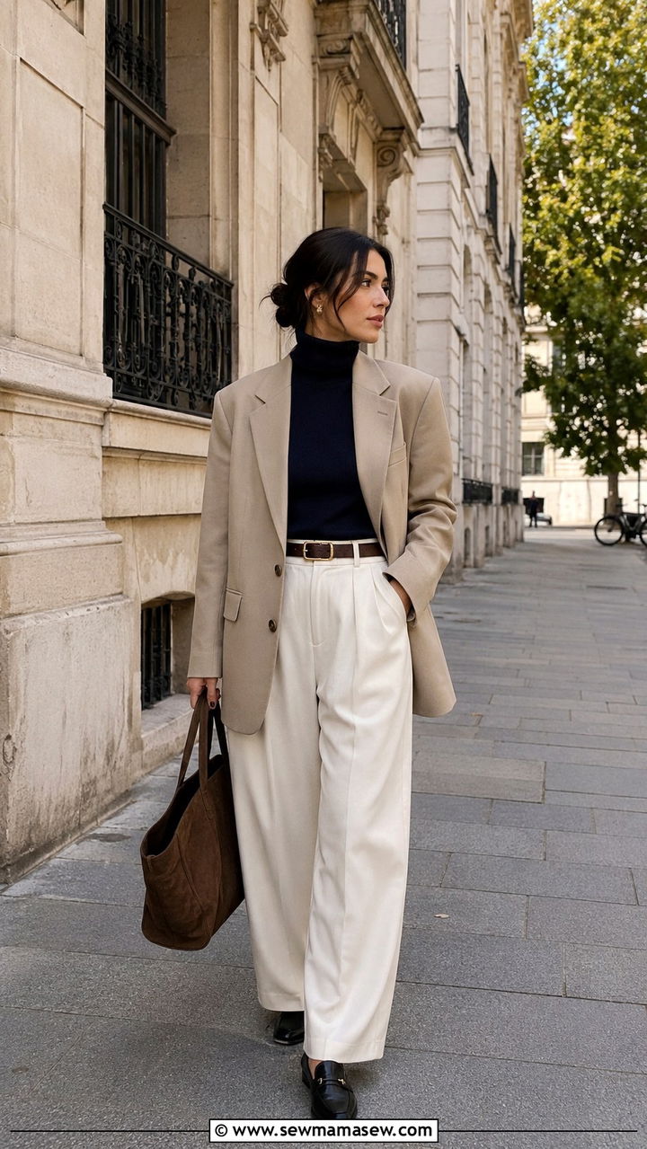 Oversized Blazer With Wide Leg Trousers - 30 Modest outfit ideas Parisian