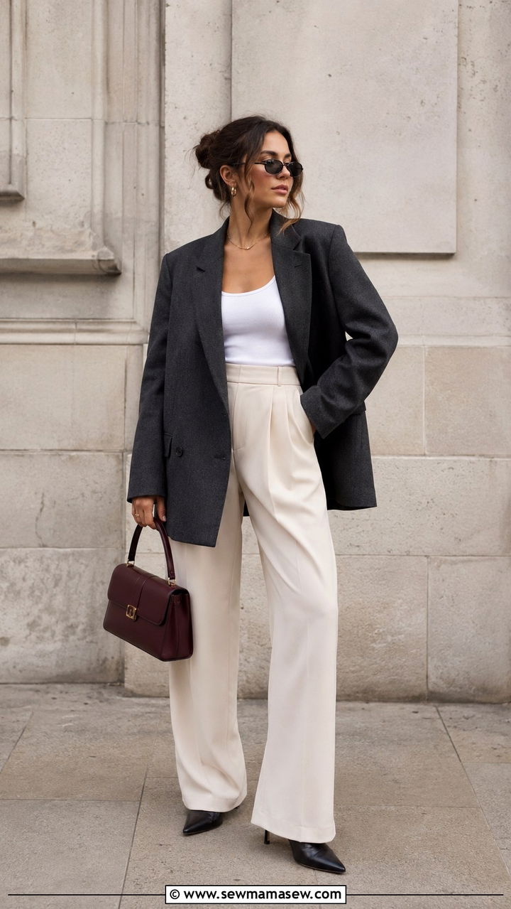 Oversized Blazer With Wide Leg Trousers - 25 2026 fashion trends women ideas
