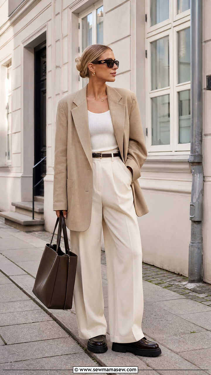 Oversized Blazer With Wide Leg Trousers Outfit - 25 classy Copenhagen outfits