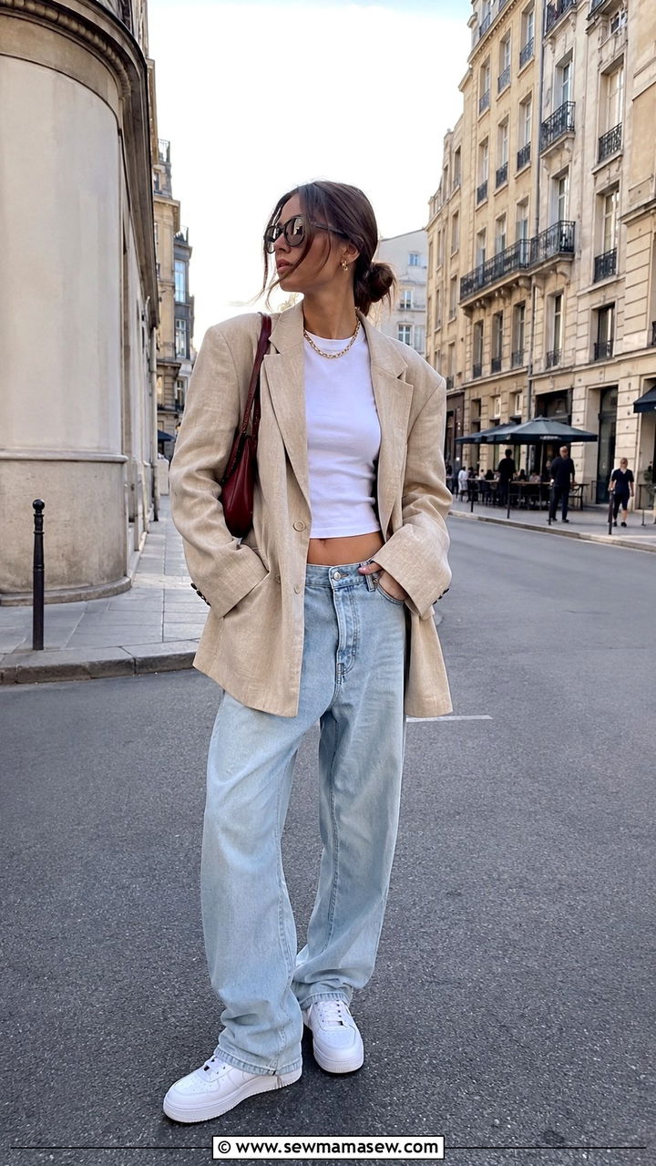 Oversized Blazer and Baggy Jeans for City Travel - 30 travel outfits 2026