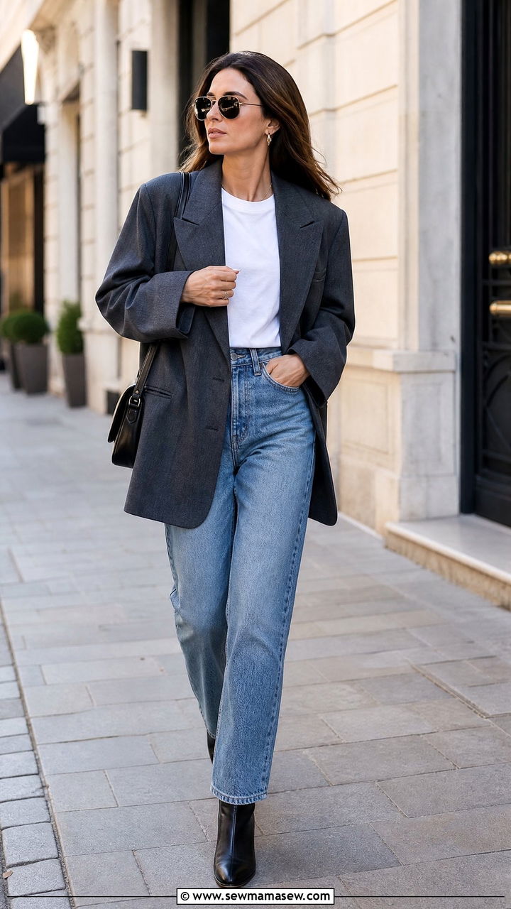 Oversized Blazer and Jeans French Date - 25 French girl outfit ideas for a date out