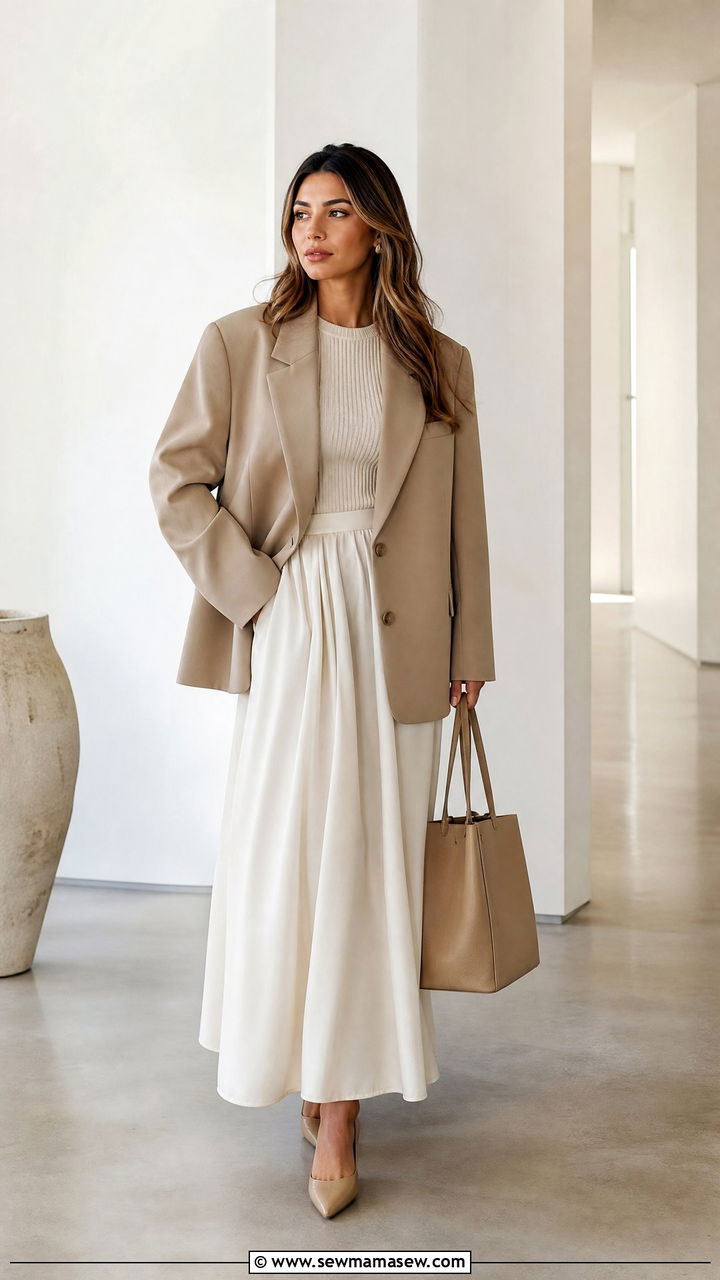 Oversized Blazer and Maxi Skirt Outfit - 40 Spring office outfits