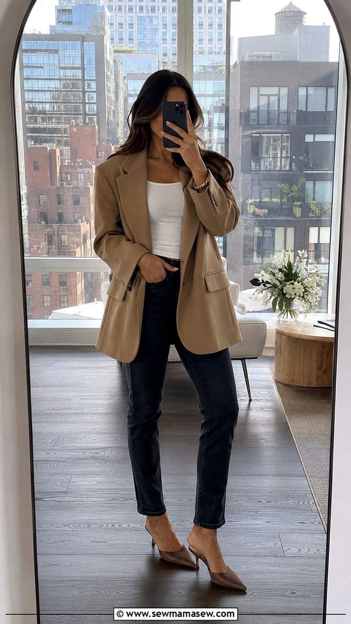 Oversized Blazer and Slim Fit Jeans for Photoshoot - 25 Photoshoot outfits for midsize women