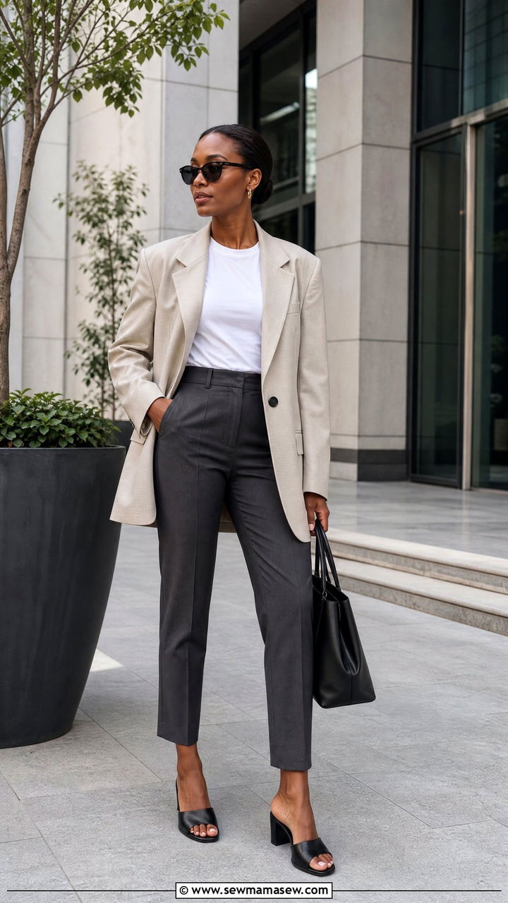 Oversized Blazer and Tailored Trousers Outfit - 25 Nairobi outfit ideas