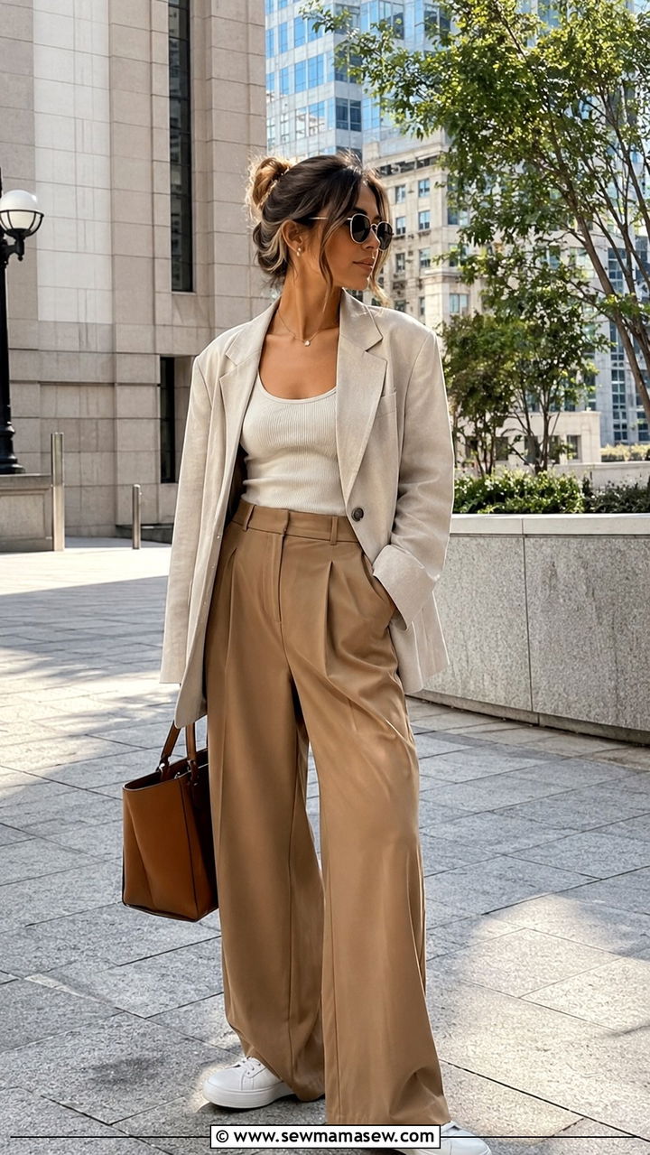 Oversized Blazer and Wide Leg Trousers Outfit - 30 Outfit ideas for millennial women