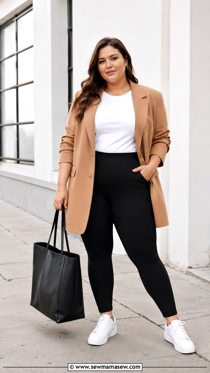 Oversized Blazer with Leggings Outfit - 30 Plus size outfit ideas with leggings