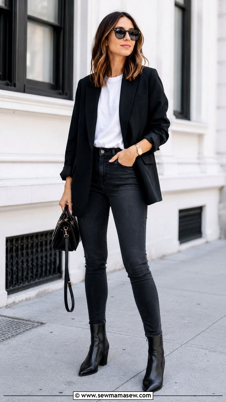 Oversized Blazer with Skinny Jeans and Ankle Boots - 30 how to style oversized blazer