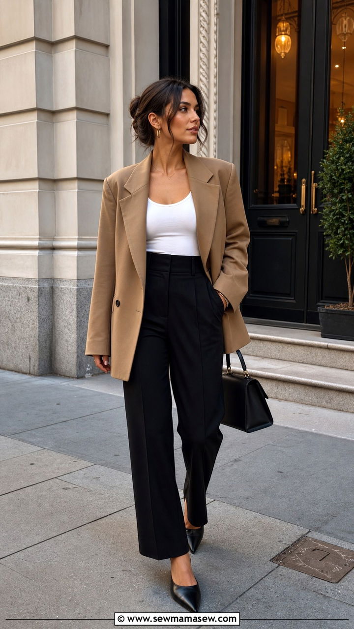 Oversized Blazer with Tailored Trousers - 40 dinner outfits