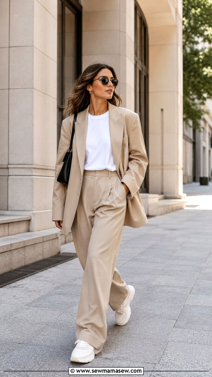 Oversized Blazer with Wide Leg Trousers - 30 Late March outfit ideas