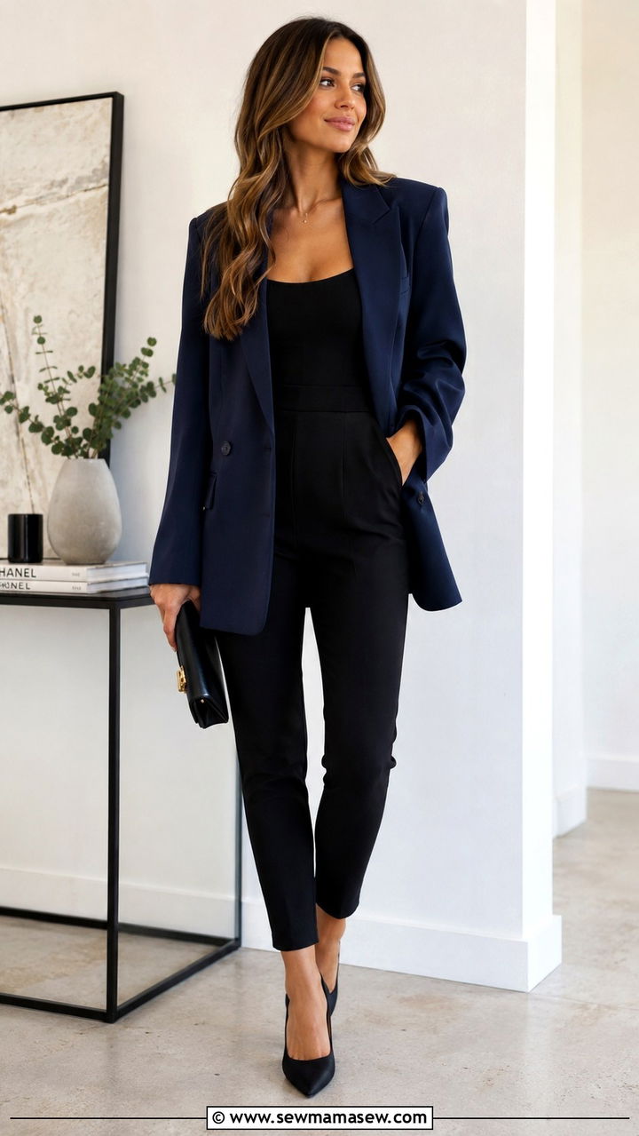 Oversized Blazer with a Jumpsuit and Heels - 30 how to style oversized blazer