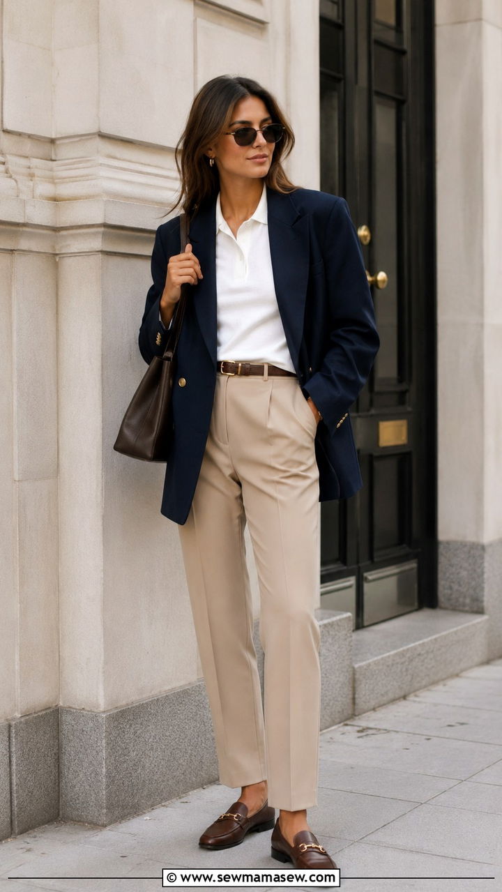 Oversized Blazer with a Polo Shirt and Tailored Trousers - 30 how to style oversized blazer