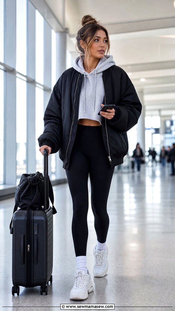 Oversized Bomber Jacket With Leggings - 25 chic bomber jacket outfit ideas