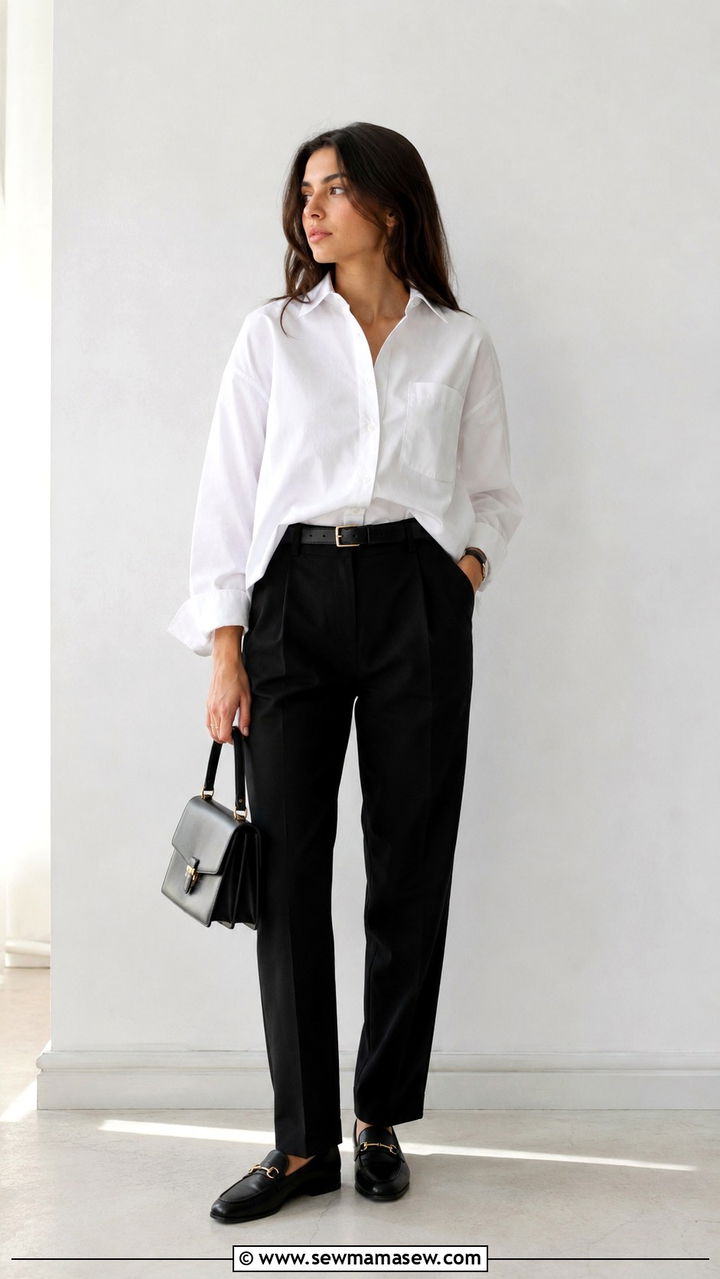 Oversized Button Down Shirt and Tailored Trousers - 25 Parisian outfit ideas in April