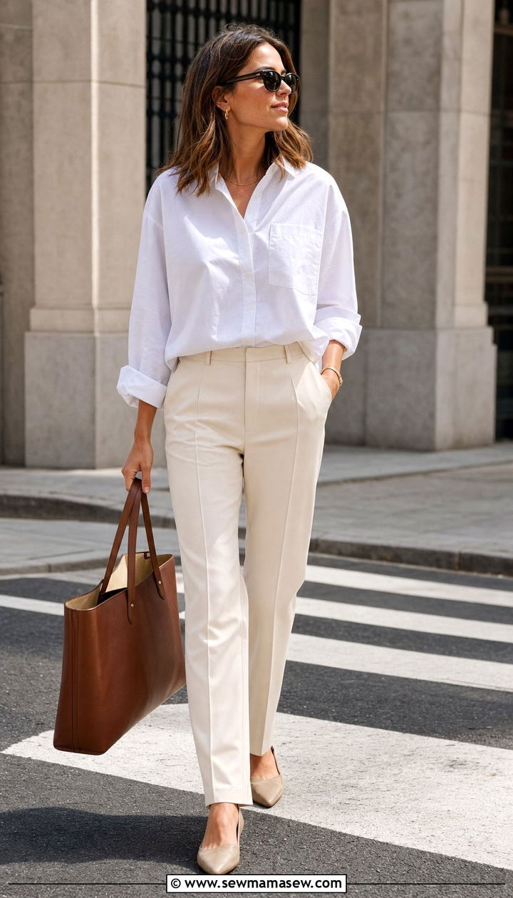Oversized Button Down with Tailored Trousers - 35 casual Friday outfit ideas
