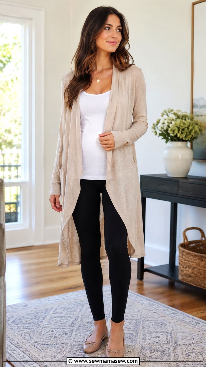 Oversized Cardigan White Tank and Ripped Jeans Outfit - 30 Spring outfit ideas for stay at home mom