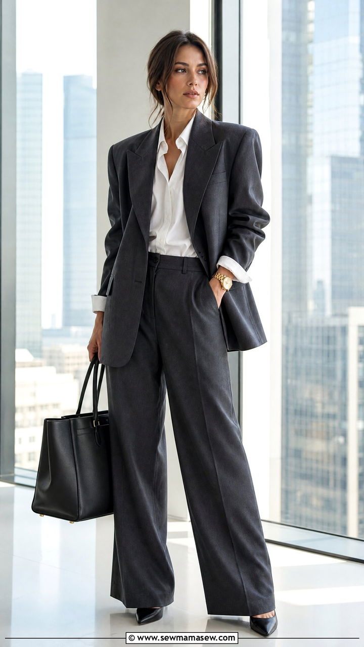 Oversized Charcoal Gray Suit Outfit - 35 glamoratti outfits for women
