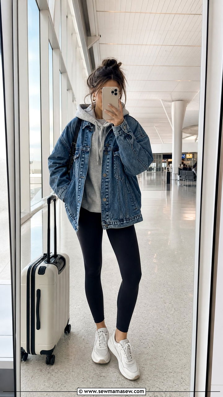 Oversized Denim Jacket With Leggings - 25 chic denim jacket outfit ideas