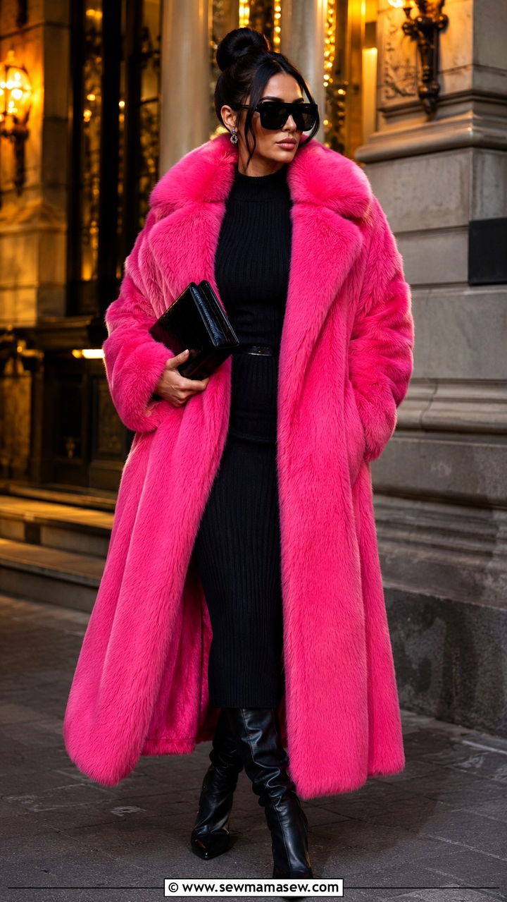 Oversized Faux Fur Coat Maximalist Outfit - 20 cute maximalist outfits