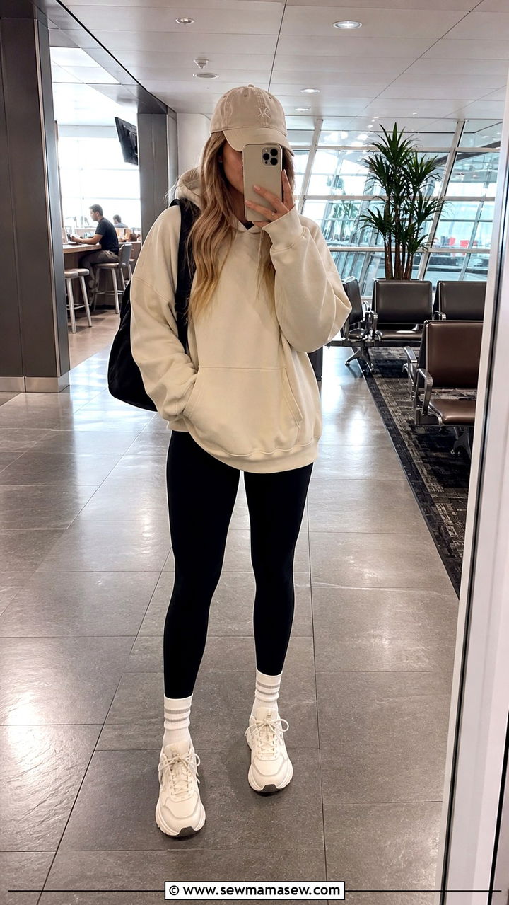 Oversized Hoodie And Leggings Airport Look - 40 Spring airport outfits