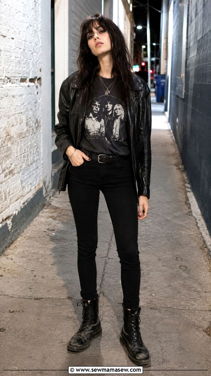 Oversized Hoodie With Leather Pants And Combat Boots - 20 Indie sleaze outfit ideas for women