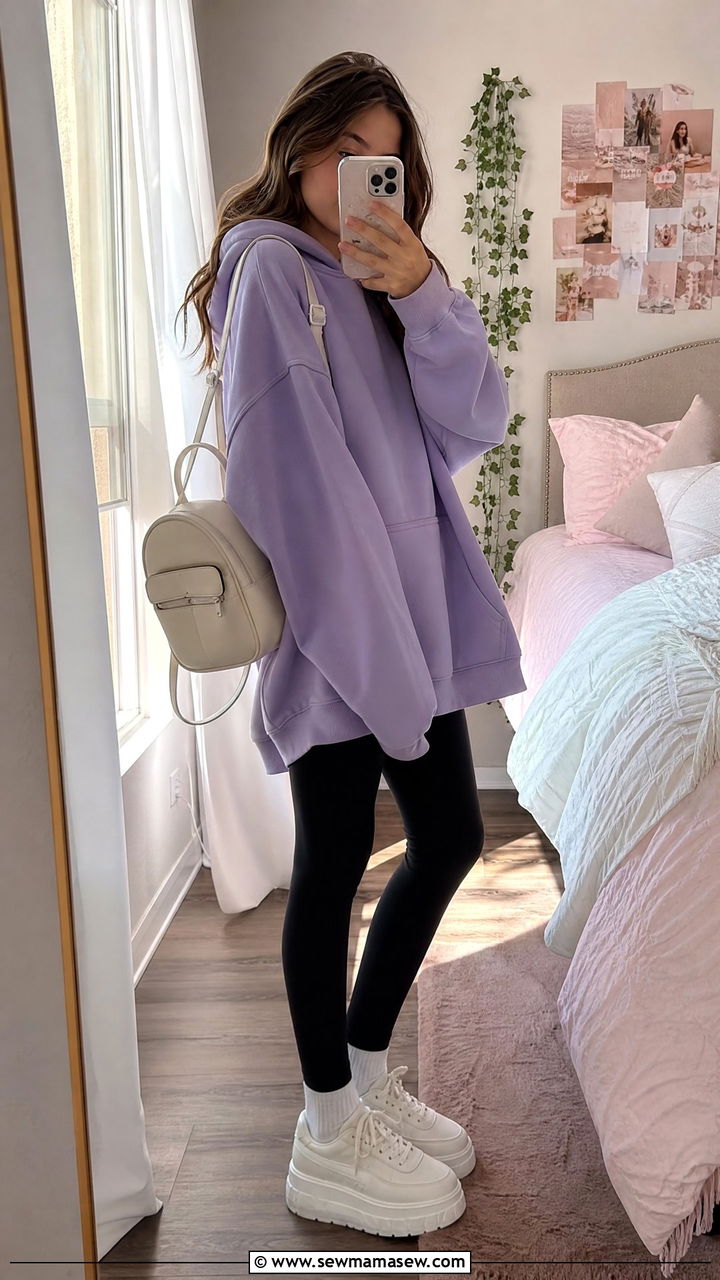 Oversized Hoodie With Leggings Outfit - 30 Cute outfits for tweens