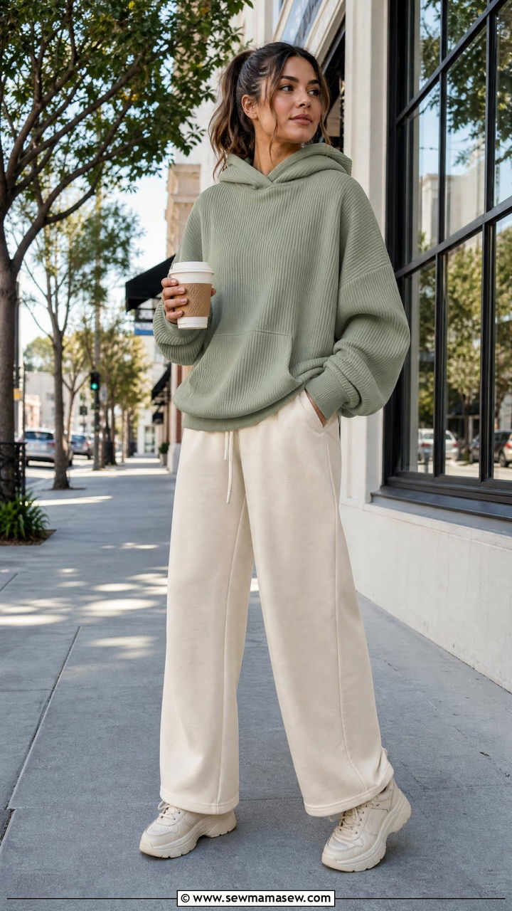 Oversized Hoodie With Wide Leg Sweatpants - 30 Modest workout outfit ideas 2026