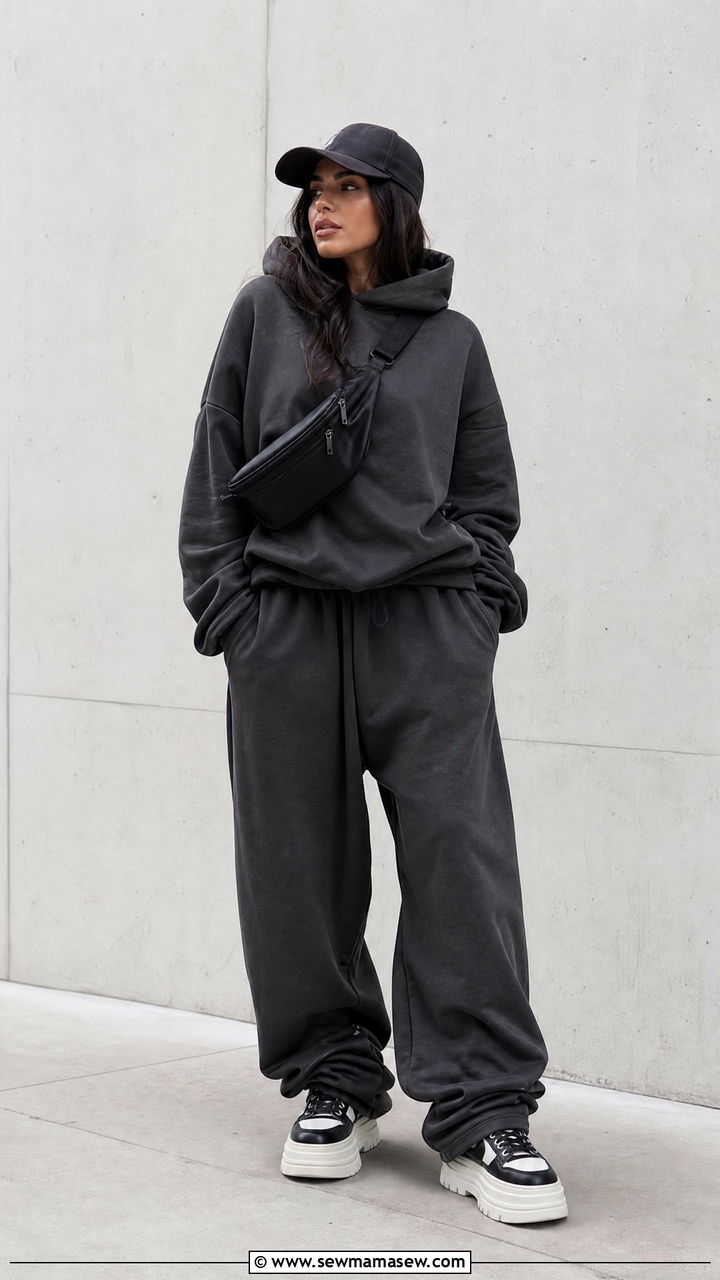 Oversized Hoodie and Baggy Joggers Set Streetwear Look - 25 Hoodie and joggers matching set outfit ideas
