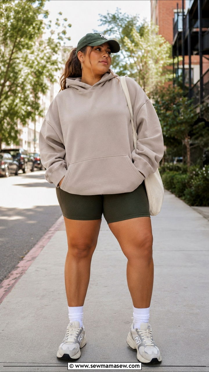 Oversized Hoodie and Biker Shorts Outfit - 20 Plus size from Walmart