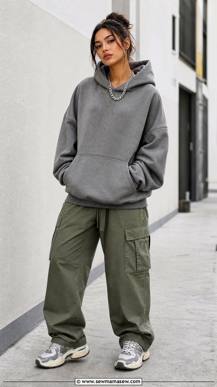 Oversized Hoodie and Cargo Pants Outfit - 30 streetwear outfits inspo