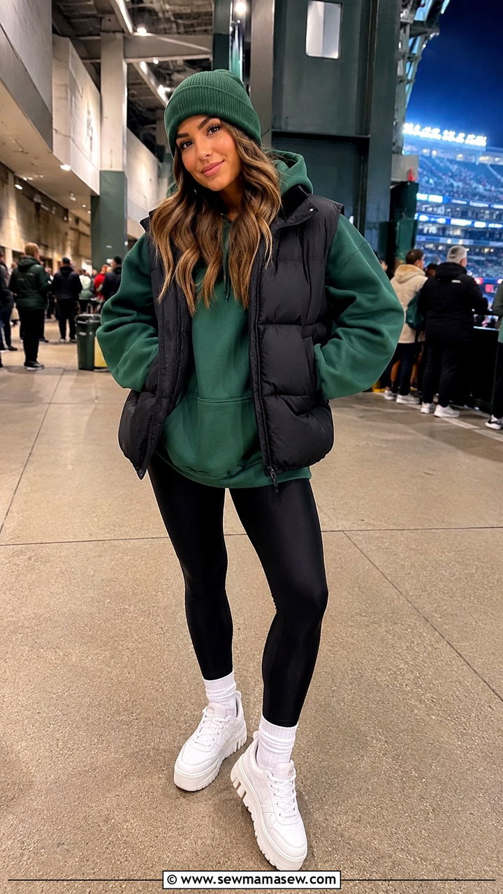 Oversized Hoodie and Leggings Outfit - 30 NFL game outfit ideas