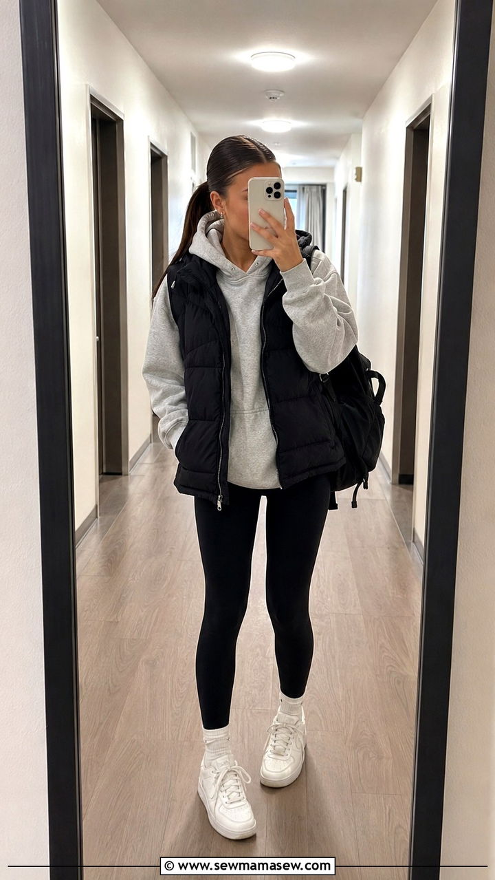 Oversized Hoodie and Leggings Outfit - 30 Spring outfits for college students