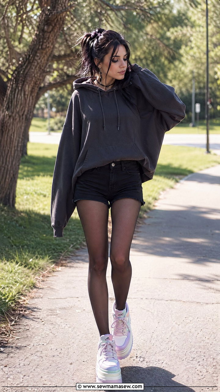 Oversized Hoodie with Platform Sneakers - 35 E-girl outfit ideas