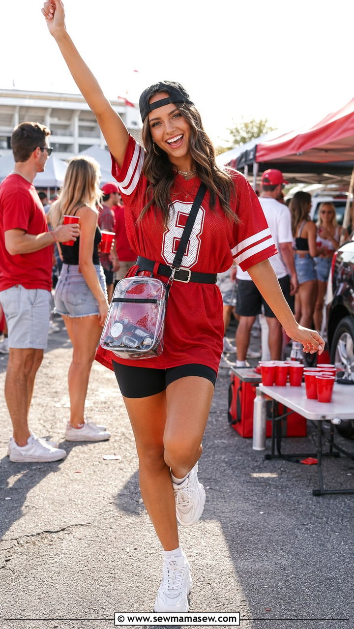 Oversized Jersey As a Dress - 30 Tailgate outfit ideas college