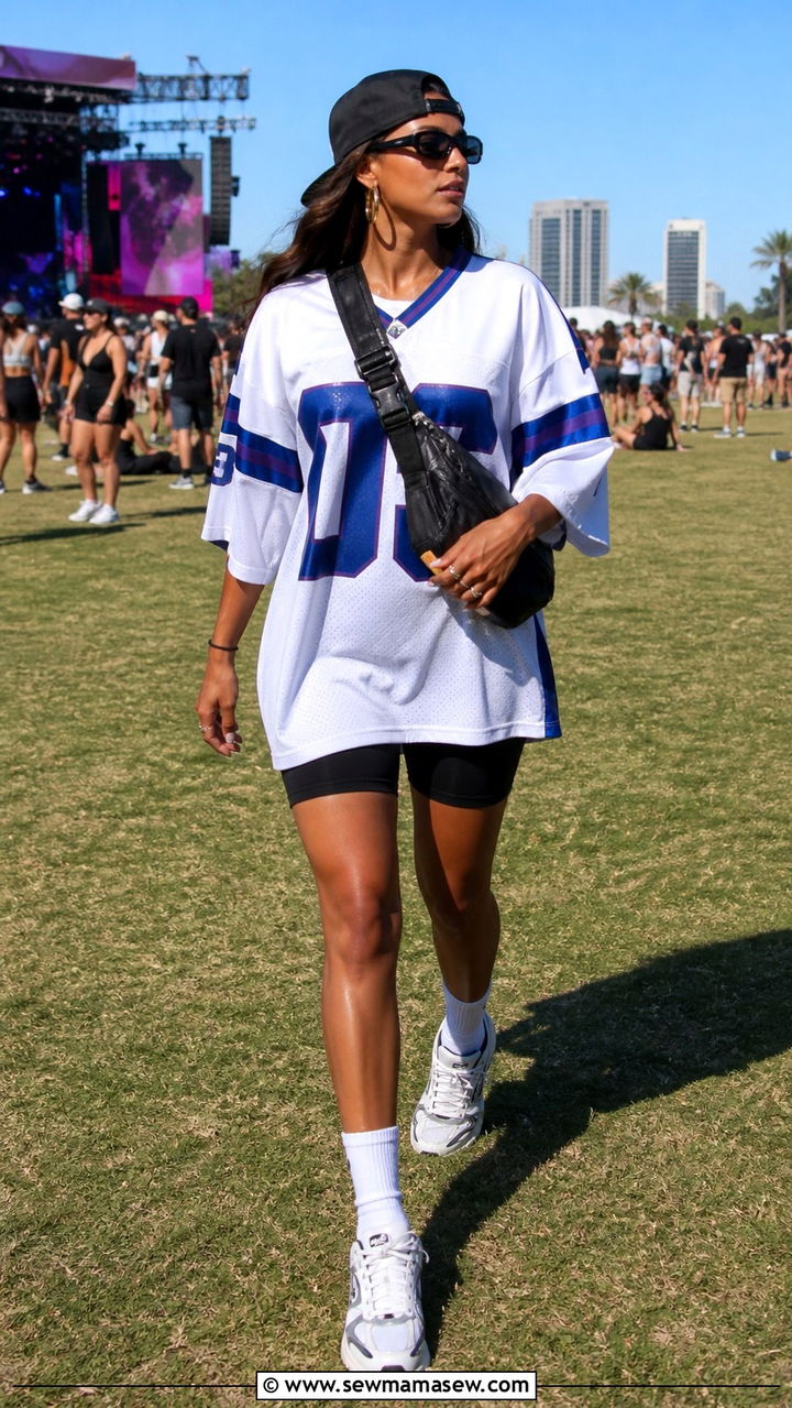 Oversized Jersey With Biker Shorts - 40 Summer festival outfits