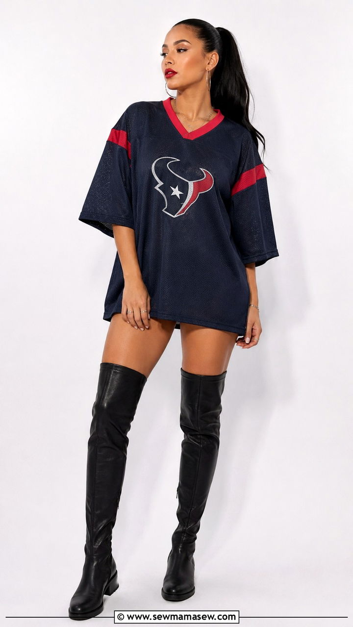 Oversized Jersey as a Dress Outfit - 30 NFL game outfit ideas